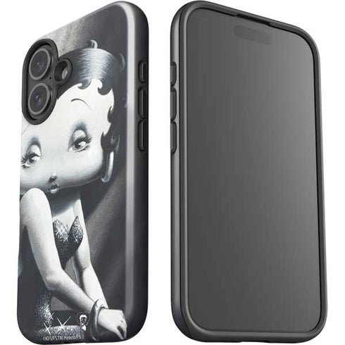 Betty Boop Black and White iPhone 16 Plus Impact Case