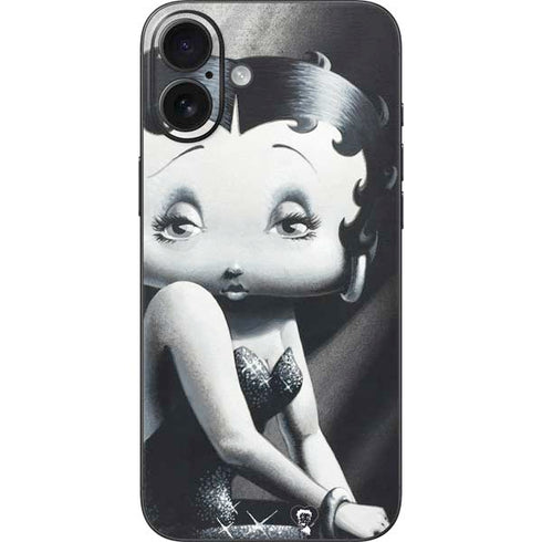 Betty Boop Black and White iPhone 16 Plus Skin