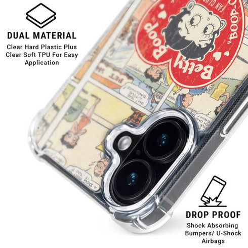 Betty Boop Comic Strip iPhone 16 Plus Clear Case