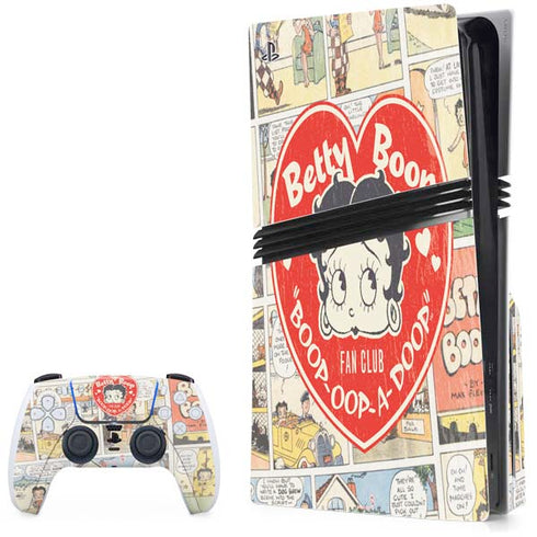 Betty Boop Comic Strip PS5 Pro Disk Bundle Skin