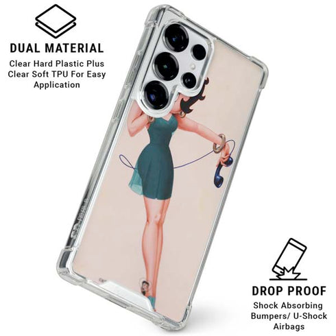Betty Boop On the Phone Galaxy S25 Ultra Clear Case