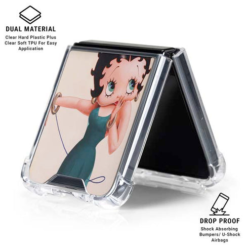 Betty Boop On the Phone Galaxy Z Flip6 Clear Case