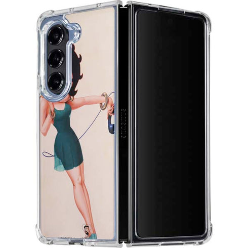 Betty Boop On the Phone Galaxy Z Fold5 5G Clear Case
