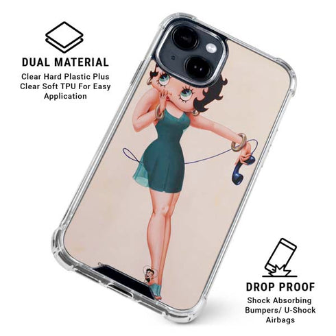 Betty Boop On the Phone iPhone 15 Clear Case