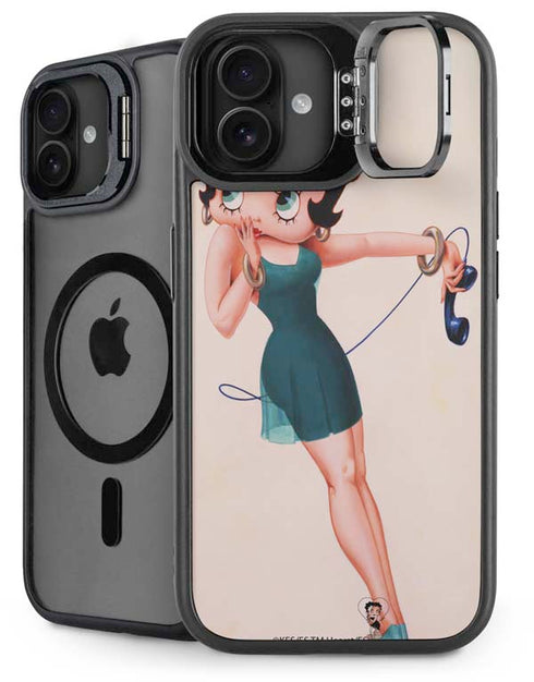 Betty Boop On the Phone iPhone 16 Plus Kickstand Case