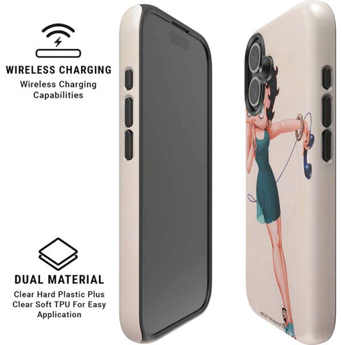 Betty Boop On the Phone iPhone 16 Plus Magsafe Impact Case