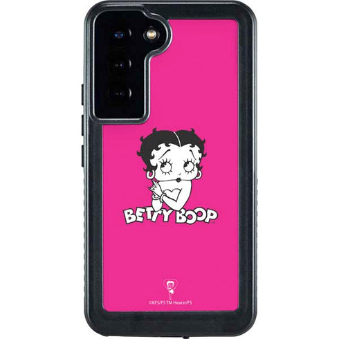 Betty Boop Pink Background Galaxy S24 Plus Waterproof Case