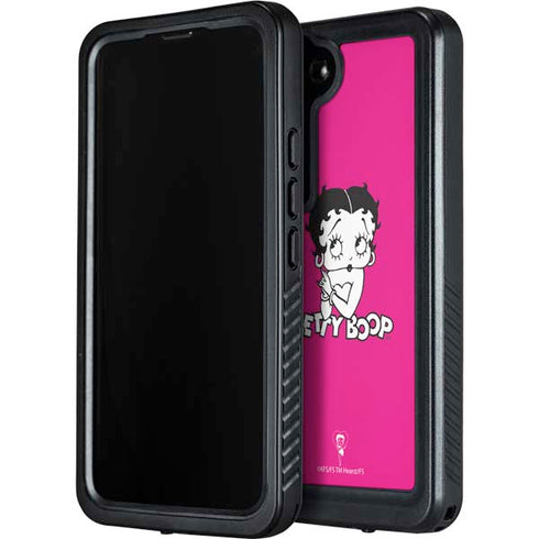 Betty Boop Pink Background Galaxy S24 Plus Waterproof Case