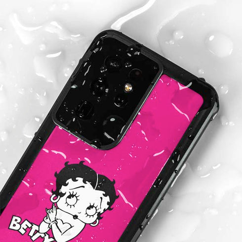 Betty Boop Pink Background Galaxy S24 Ultra Waterproof Case