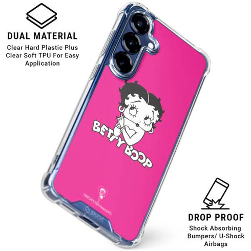 Betty Boop Pink Background Galaxy S25 Clear Case