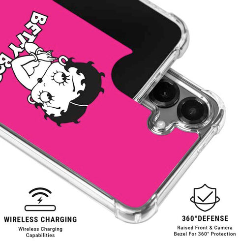 Betty Boop Pink Background Galaxy S26 Clear Case