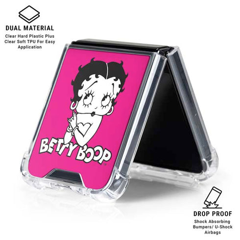 Betty Boop Pink Background Galaxy Z Flip7 Clear Case