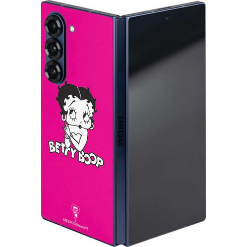 Betty Boop Pink Background Galaxy Z Fold6 Skin