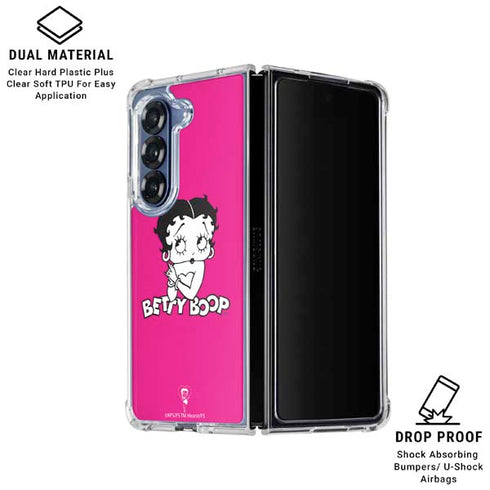 Betty Boop Pink Background Galaxy Z Fold7 Clear Case