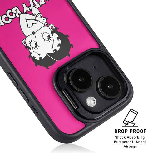 Betty Boop Pink Background iPhone 14 Plus Kickstand Case
