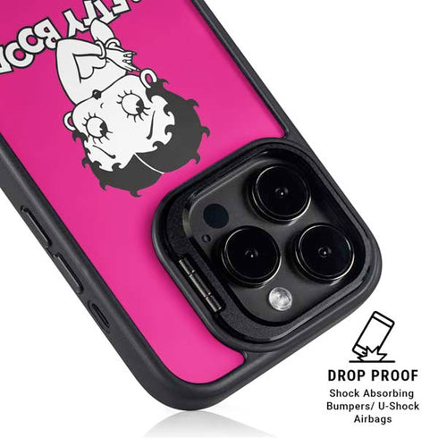 Betty Boop Pink Background iPhone 14 Pro Max Kickstand Case