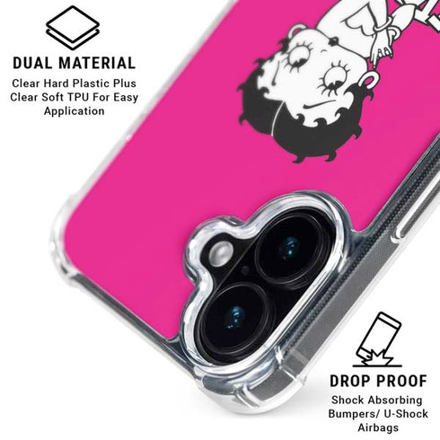 Betty Boop Pink Background iPhone 16 Clear Case