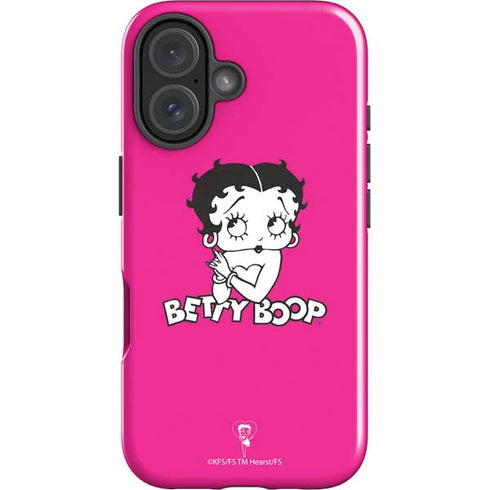 Betty Boop Pink Background iPhone 16 Plus Impact Case