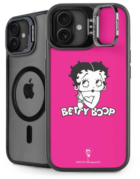 Betty Boop Pink Background iPhone 16 Plus Kickstand Case