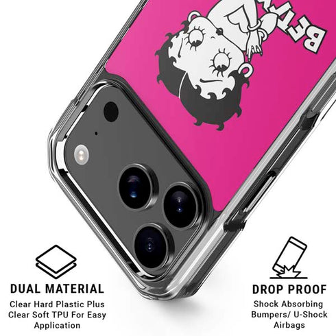 Betty Boop Pink Background iPhone 18 Pro Clear Case