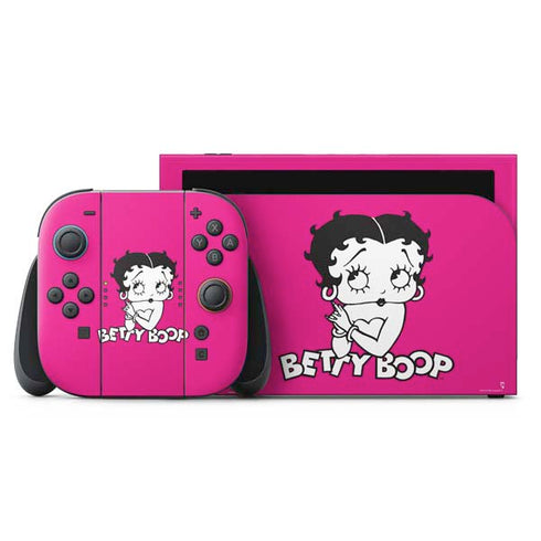 Betty Boop Pink Background Nintendo Skins