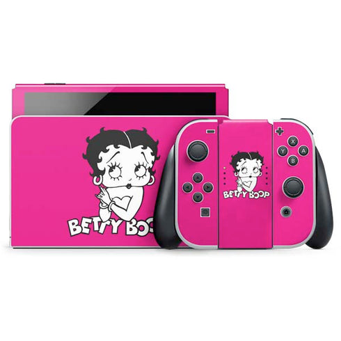 Betty Boop Pink Background Nintendo Skins