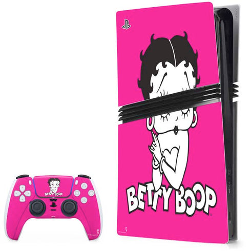 Betty Boop Pink Background PS5 Pro Bundle Skin
