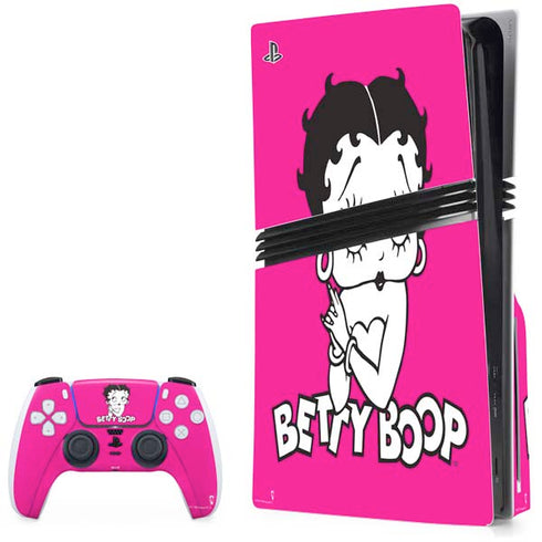 Betty Boop Pink Background PS5 Pro Disk Bundle Skin