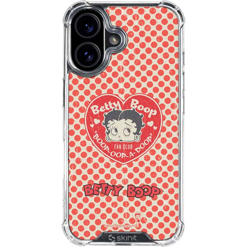 Betty Boop Red Heart iPhone 16 Plus Clear Case