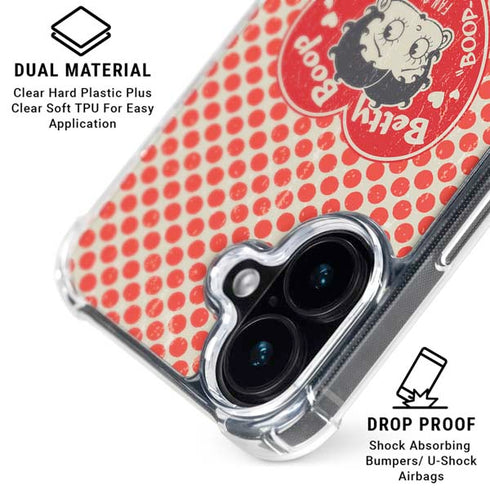 Betty Boop Red Heart iPhone 16 Plus Clear Case