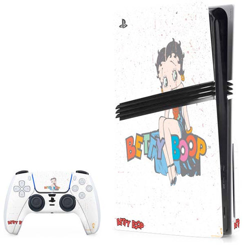 Betty Boop Splatter PS5 Pro Disk Bundle Skin