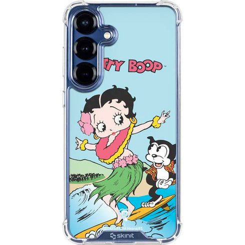 Betty Boop Surfing Galaxy S25 Plus Clear Case