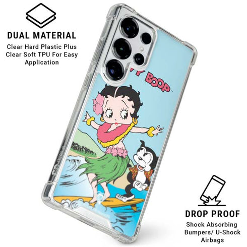 Betty Boop Surfing Galaxy S25 Ultra Clear Case