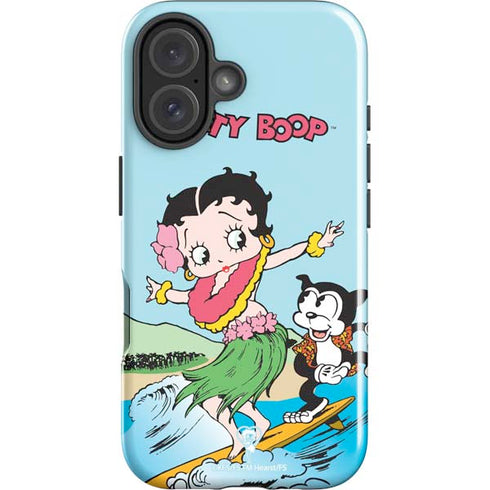 Betty Boop Surfing iPhone 16 Impact Case