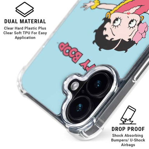Betty Boop Surfing iPhone 16 Plus Clear Case