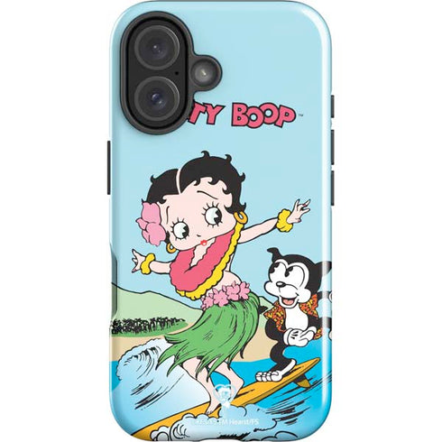 Betty Boop Surfing iPhone 16 Plus Impact Case