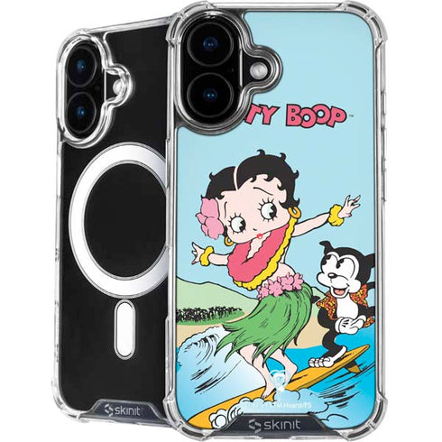 Betty Boop Surfing iPhone 16 Plus MagSafe Case