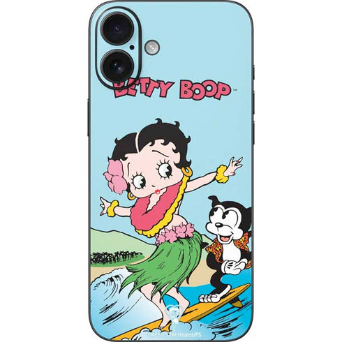 Betty Boop Surfing iPhone 16 Plus Skin
