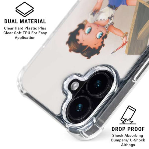 Betty Boop The Artist iPhone 16 Plus Clear Case