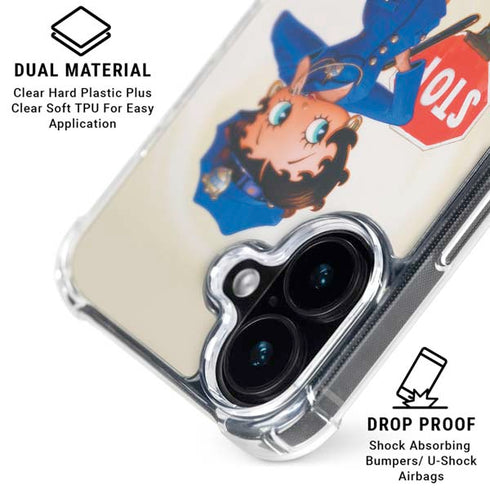 Betty Boop The Police Officer iPhone 16 Clear Case