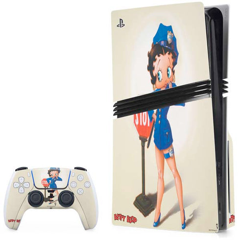 Betty Boop The Police Officer PS5 Pro Disk Bundle Skin