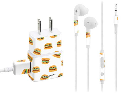 Bouffants and Broken Hearts Cute Burgers Phone Charger Skin