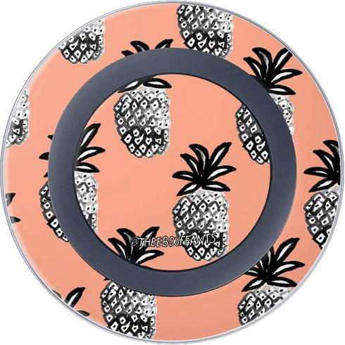 Bouffants and Broken Hearts Gray Scale Pineapple Wireless Charger Skin