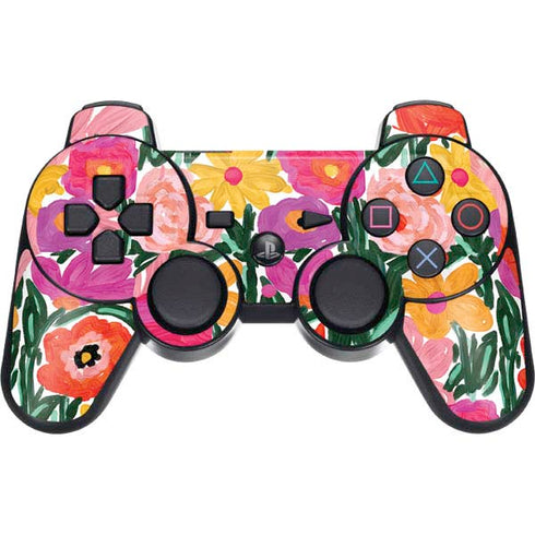 Bouffants and Broken Hearts Painterly Garden PS3 Dual Shock wireless controller Skin