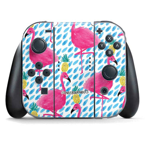 Bouffants and Broken Hearts Party Flamingos Nintendo Switch (2017-2021) Joy-Con Controller Skin