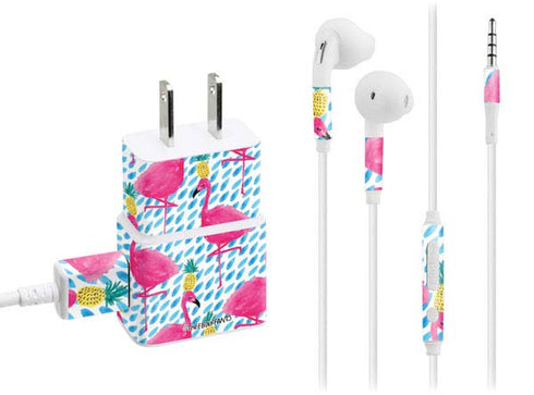 Bouffants and Broken Hearts Party Flamingos Phone Charger Skin