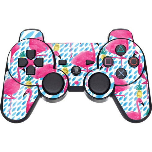 Bouffants and Broken Hearts Party Flamingos PS3 Dual Shock wireless controller Skin