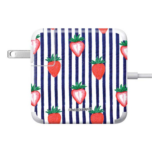 Bouffants and Broken Hearts Strawberries and Stripes 85W Power Adapter (15 and 17 inch MacBook Pro Charger) Skin