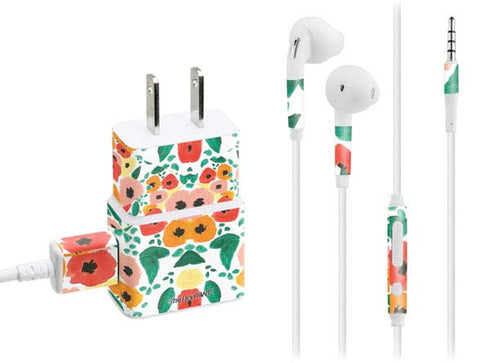 Bouffants and Broken Hearts Geometric Flowers Phone Charger Skin