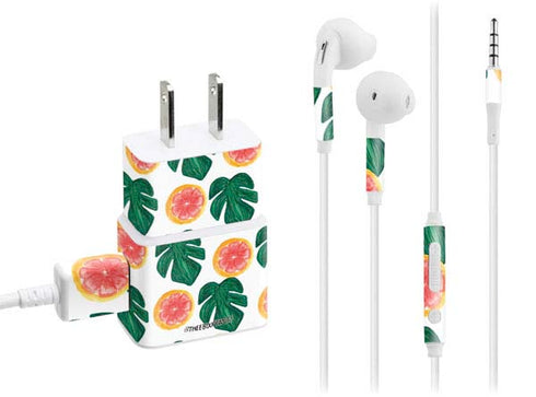 Bouffants and Broken Hearts Tropical Leaves and Citrus Phone Charger Skin